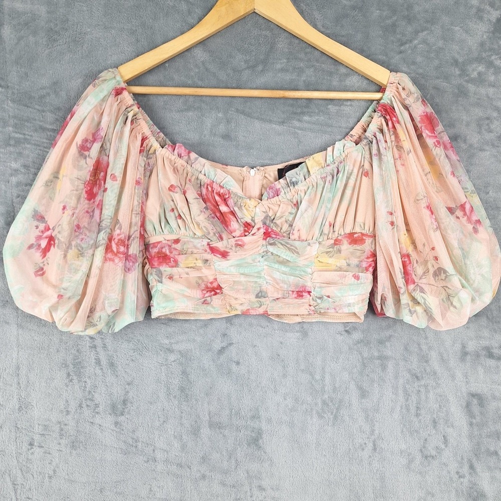 Womens Top Medium Milkmaid Boho Romantic Floral Coquette Fairy Feminine Babydoll